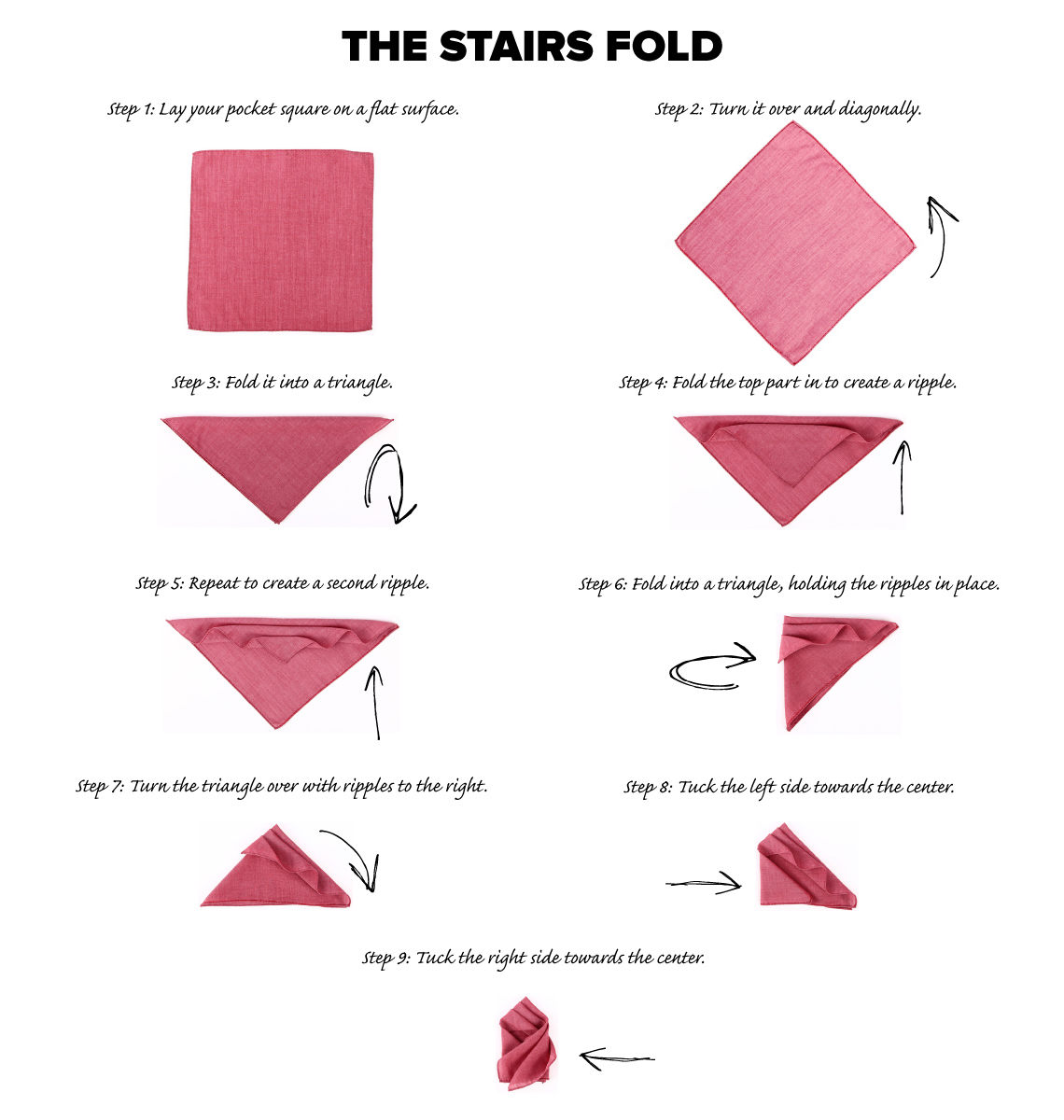 Folding A Pocket Square stairs fold pocket square